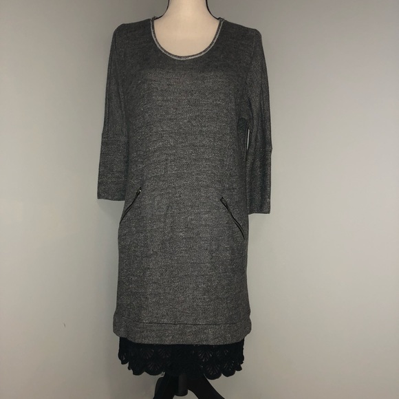 Anthropologie Dresses & Skirts - Dolan Anthropologie Gray Dress w/black lace
